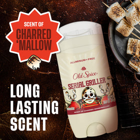 Old Spice Serial Griller next to cologne suggesting scent layering benefit