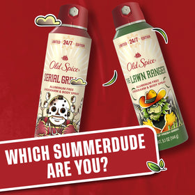 Old Spice Serial Griller beside a campfire scene evoking warm charred marshmallow aroma