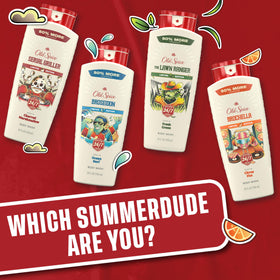 Old Spice shower in use showing bottle and suds for reliable daily cleansing benefit