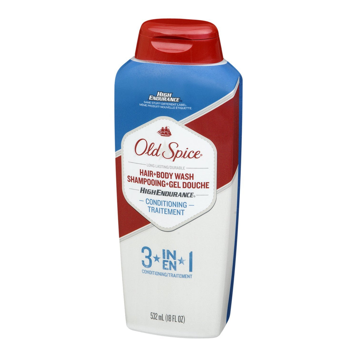 Old Spice in shower lifestyle scene showing convenient two-in-one hair and body benefit