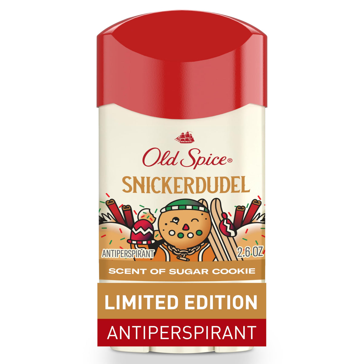 Old Spice Snickerdudel front packaging showing limited edition holiday design and scent