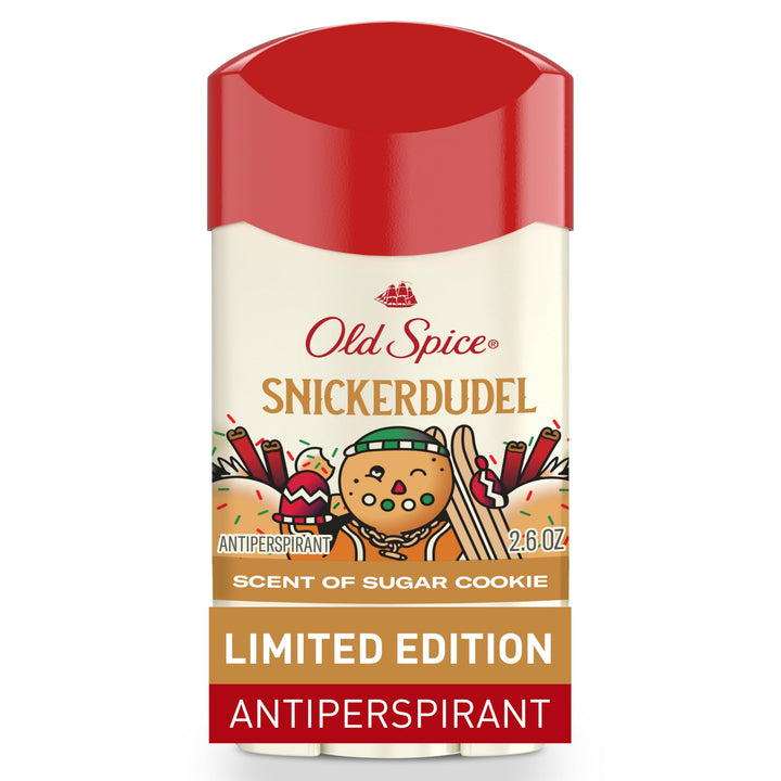 Old Spice Snickerdudel front packaging showing limited edition holiday design and scent
