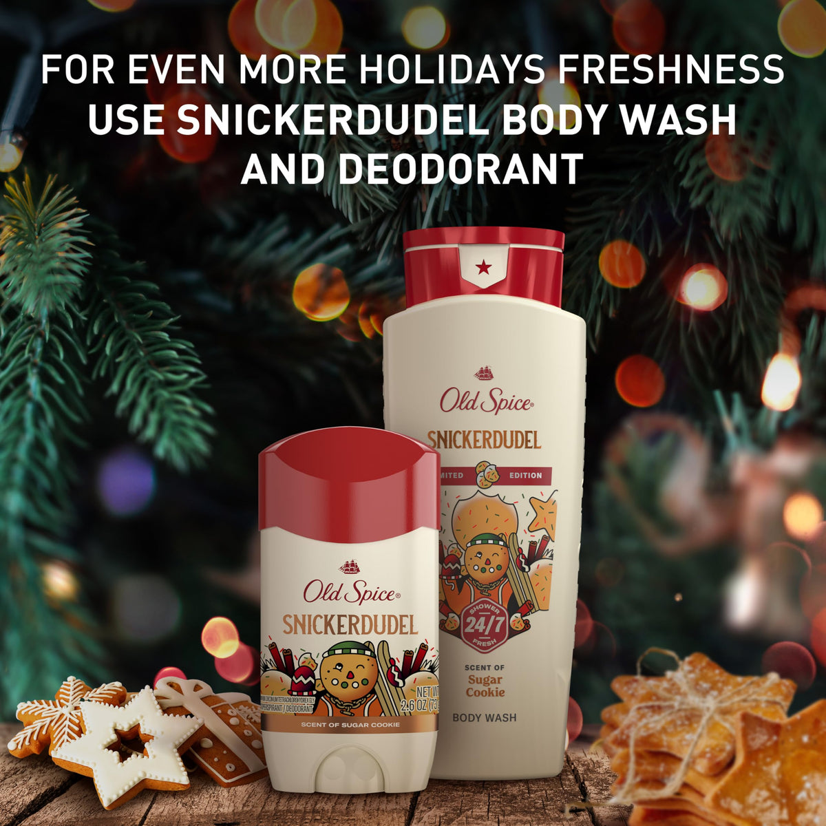 Old Spice Snickerdudel gift-wrapped as stocking stuffer for holiday gifting benefit