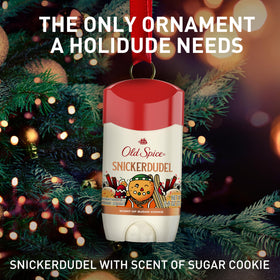Old Spice Snickerdudel tucked into stocking demonstrating ideal holiday gift option