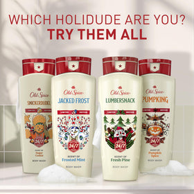 Old Spice Snickerdudel styled on bathroom shelf for seasonal grooming vibe benefit