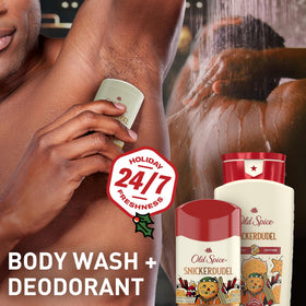 Old Spice Snickerdudel open stick showing smooth swipe for quick application benefit