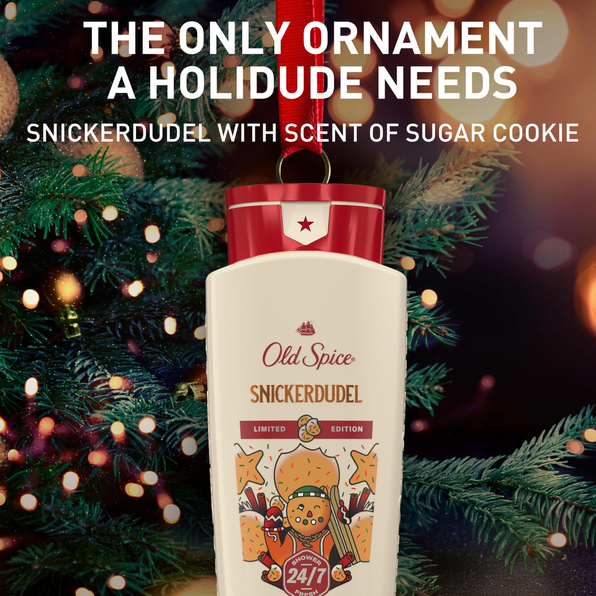 Old Spice Snickerdudel paired with other Holidudes products for scent layering benefit