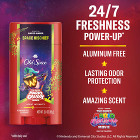 Old Spice Space Mischief back label with ingredient and usage information for clarity