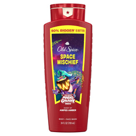 Old Spice Space Mischief front bottle showing Amped Amber scent and branding