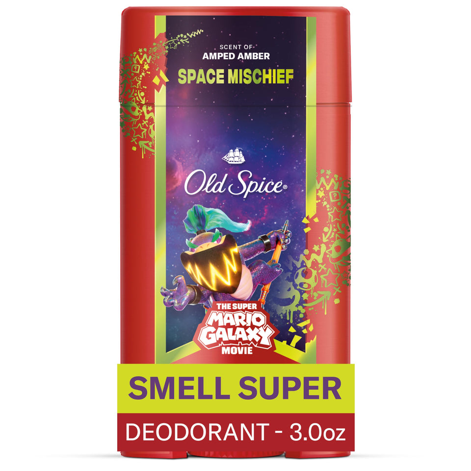 Old Spice Space Mischief front packaging showing bold movie-themed design and freshness