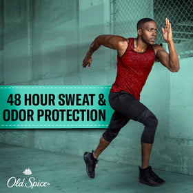 Old Spice stick applied to underarm close-up demonstrating quick, even coverage benefit