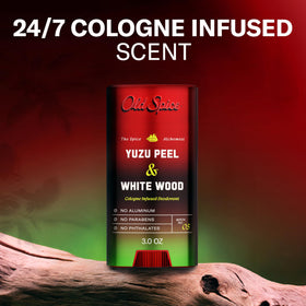 Old Spice stick open showing smooth texture and easy application benefit