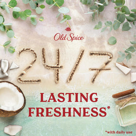 Old Spice stick texture swipe illustrating smooth, dry-feel coverage benefit