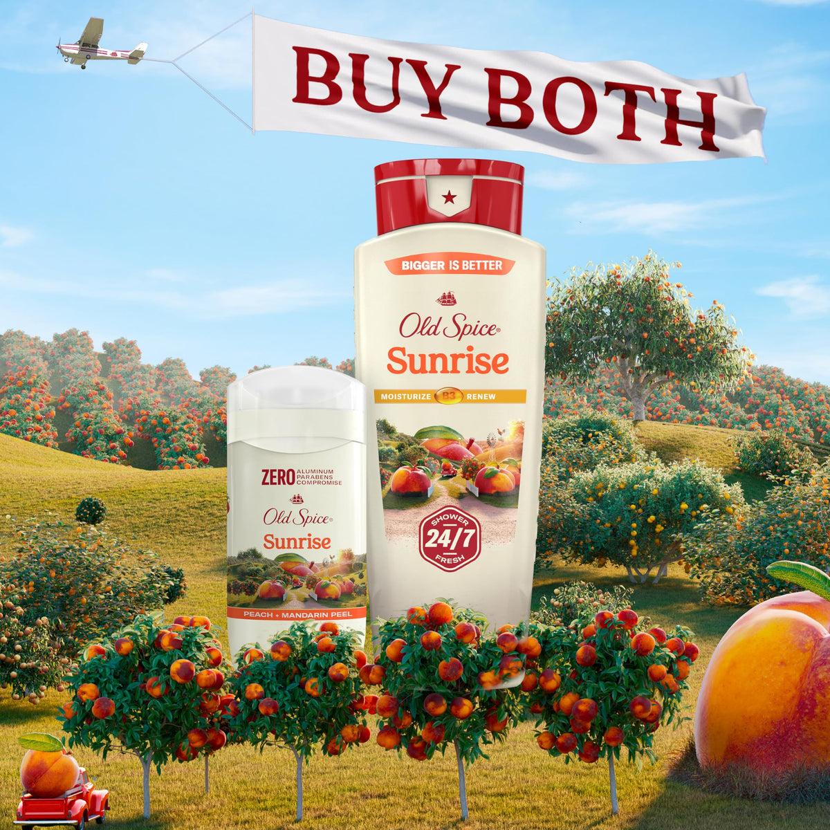 Old Spice Sunrise bottle on bath shelf suggesting organized grooming routine