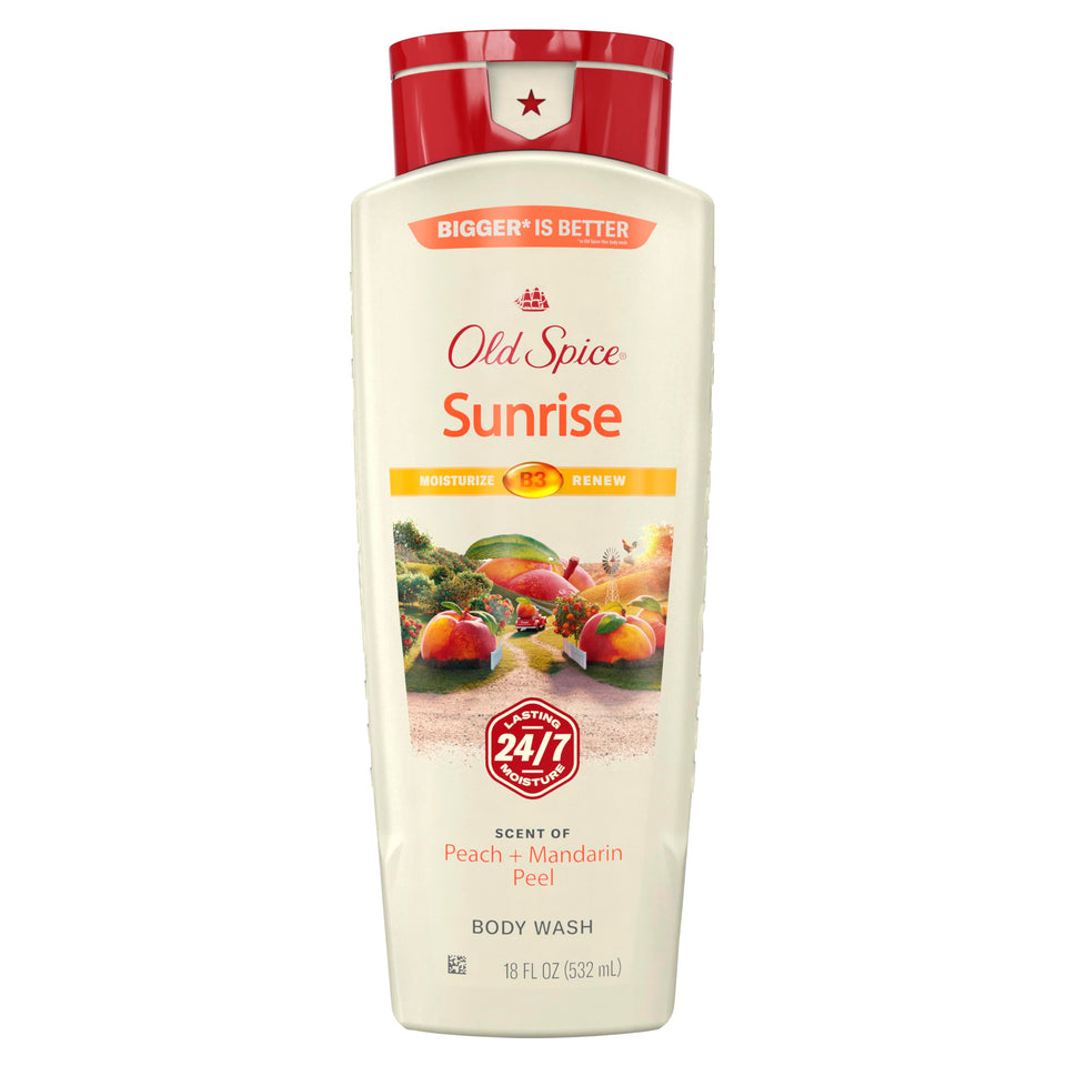 Old Spice Sunrise front packaging showing 18 oz bottle and fresh scent