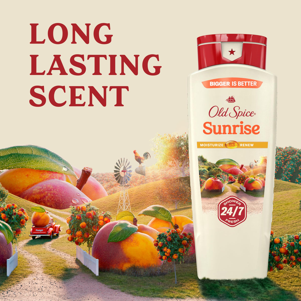 Old Spice Sunrise being used in shower showcasing thorough rinse and freshness