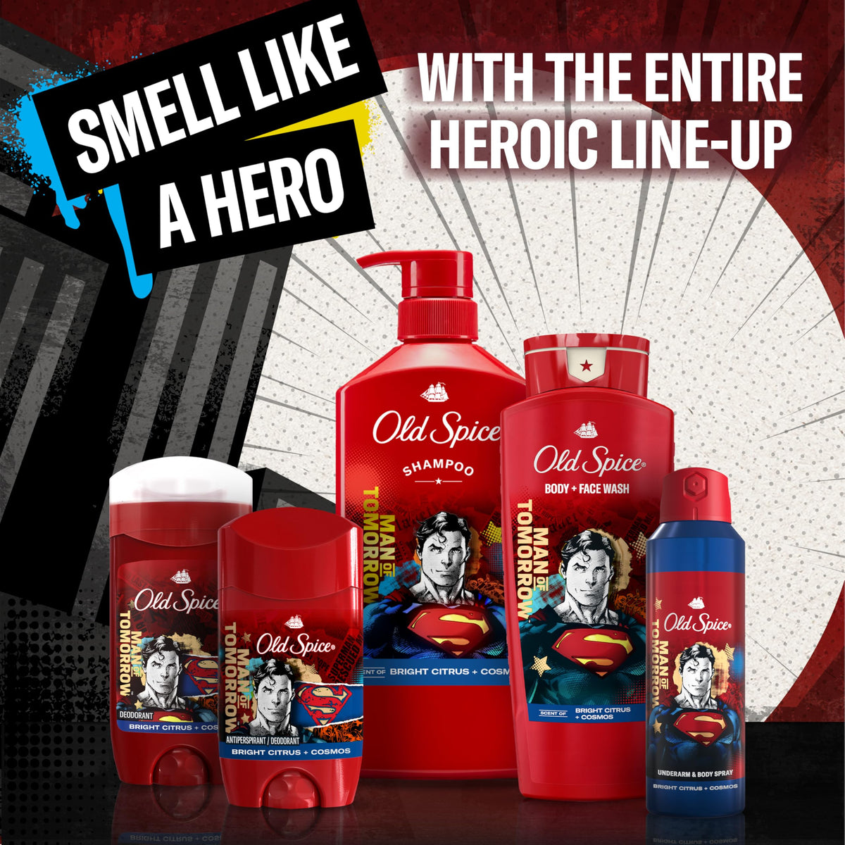 Old Spice Superman limited-edition artwork detail highlighting themed collector design