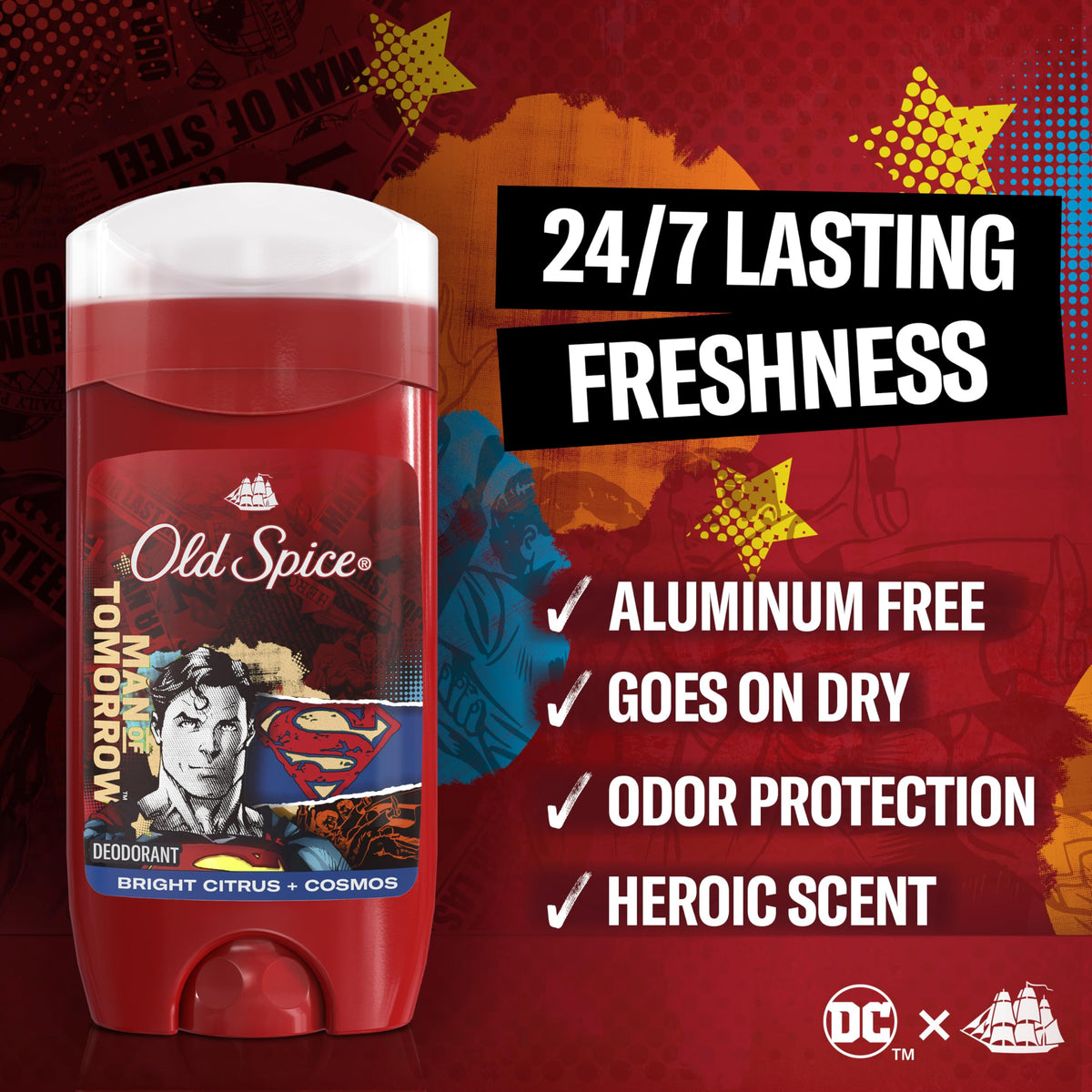 Old Spice side label closeup highlighting ingredients and aluminum‑free benefit