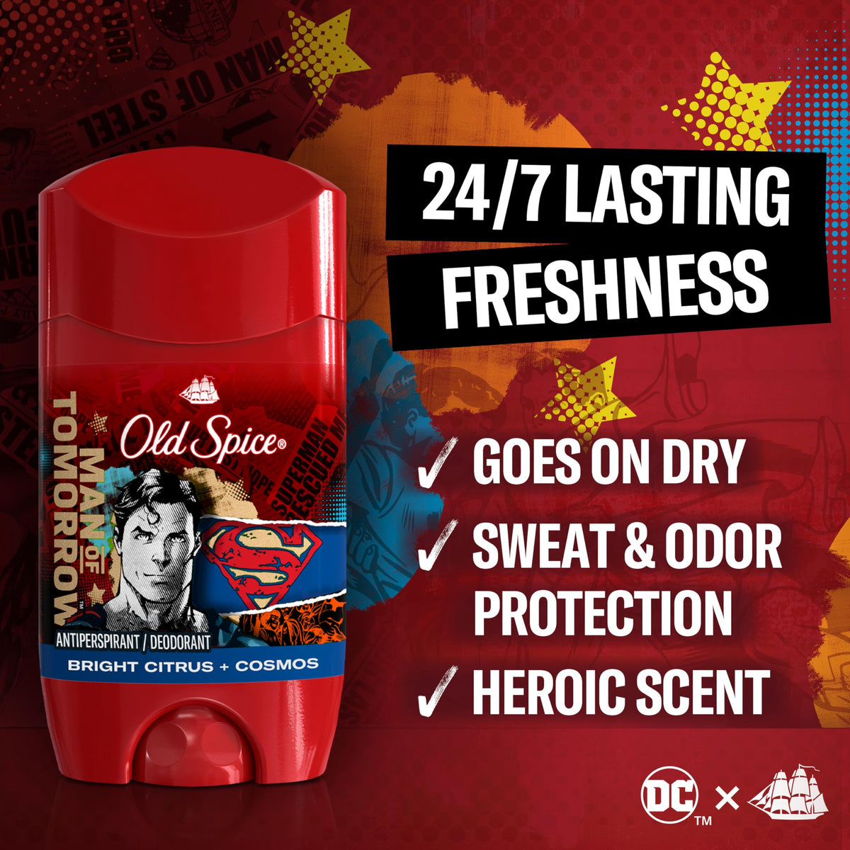 Old Spice stick open close-up showing clear invisible formula benefit