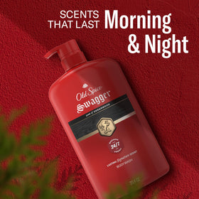 After-shower towel scene with Old Spice Swagger bottle showing fresh, confident result