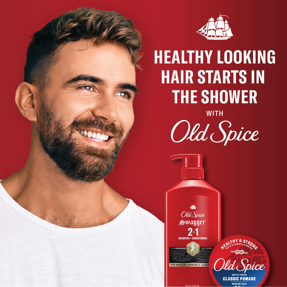 Old Spice Swagger styled hair in barbershop setting for polished look