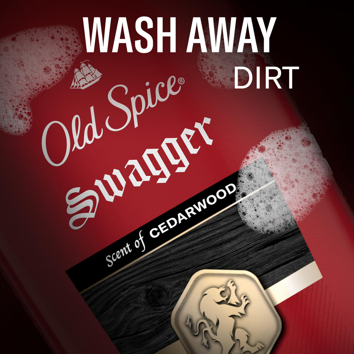 Old Spice Swagger bottle staged in modern bathroom showcasing everyday grooming appeal