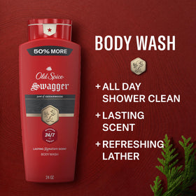 Old Spice Swagger cedarwood pump close-up highlighting easy dispensing and control