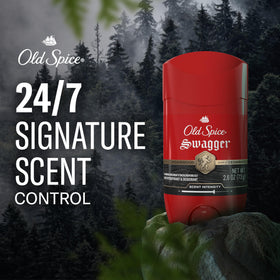 Old Spice Swagger close-up label with scent and protection information for confidence