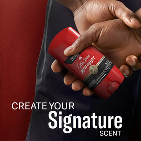 Old Spice Swagger next to fabric showing low-residue, clothing-safe formula