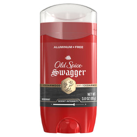 Old Spice Swagger front packaging showing cedarwood scent and benefits