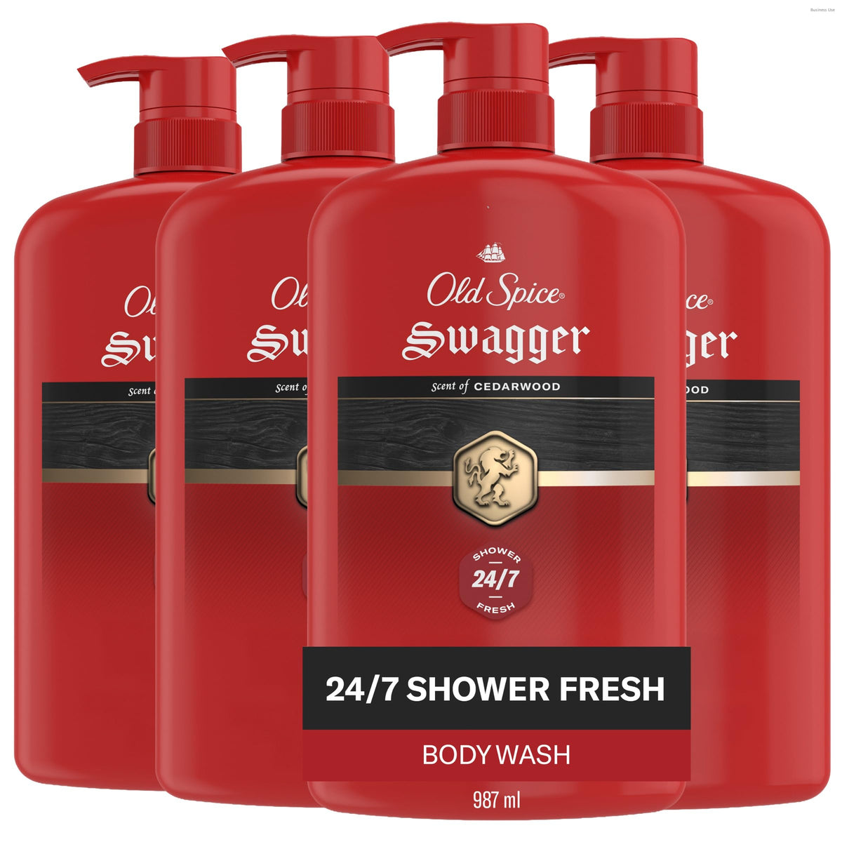 Old Spice Swagger front packaging showing bold cedarwood scent and big bottle benefit