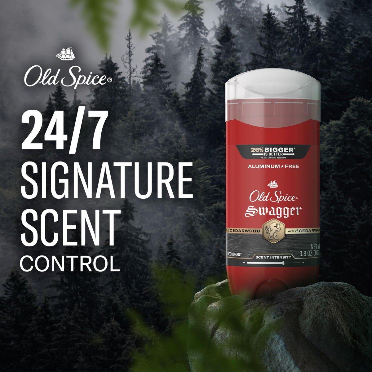 Old Spice Swagger close-up texture shot highlighting aluminum-free formula