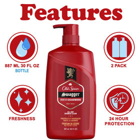 Old Spice Swagger lather closeup on loofah showing rich foam for effective cleaning
