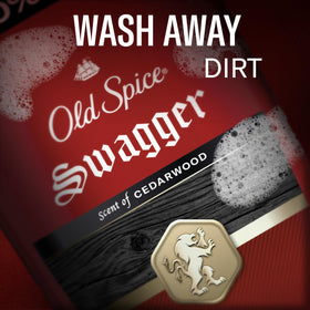 Man using Old Spice Swagger in shower highlighting confident fresh scent benefit