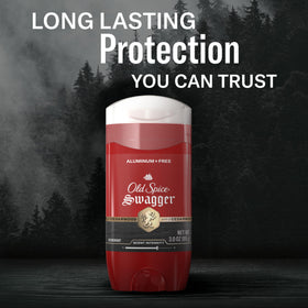 Old Spice Swagger next to body wash and shampoo for layered scent benefit