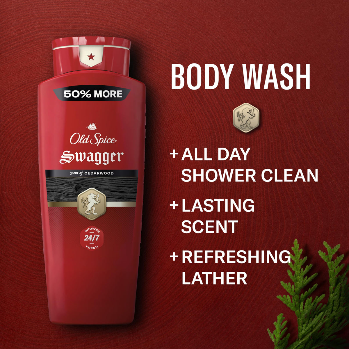 Old Spice Swagger pair of 24oz bottles shown for size and value benefit