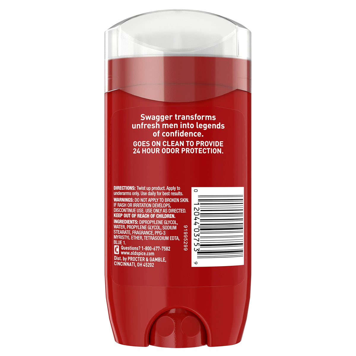 Old Spice Swagger close-up of stick texture demonstrating smooth application and aluminum-free formula benefit