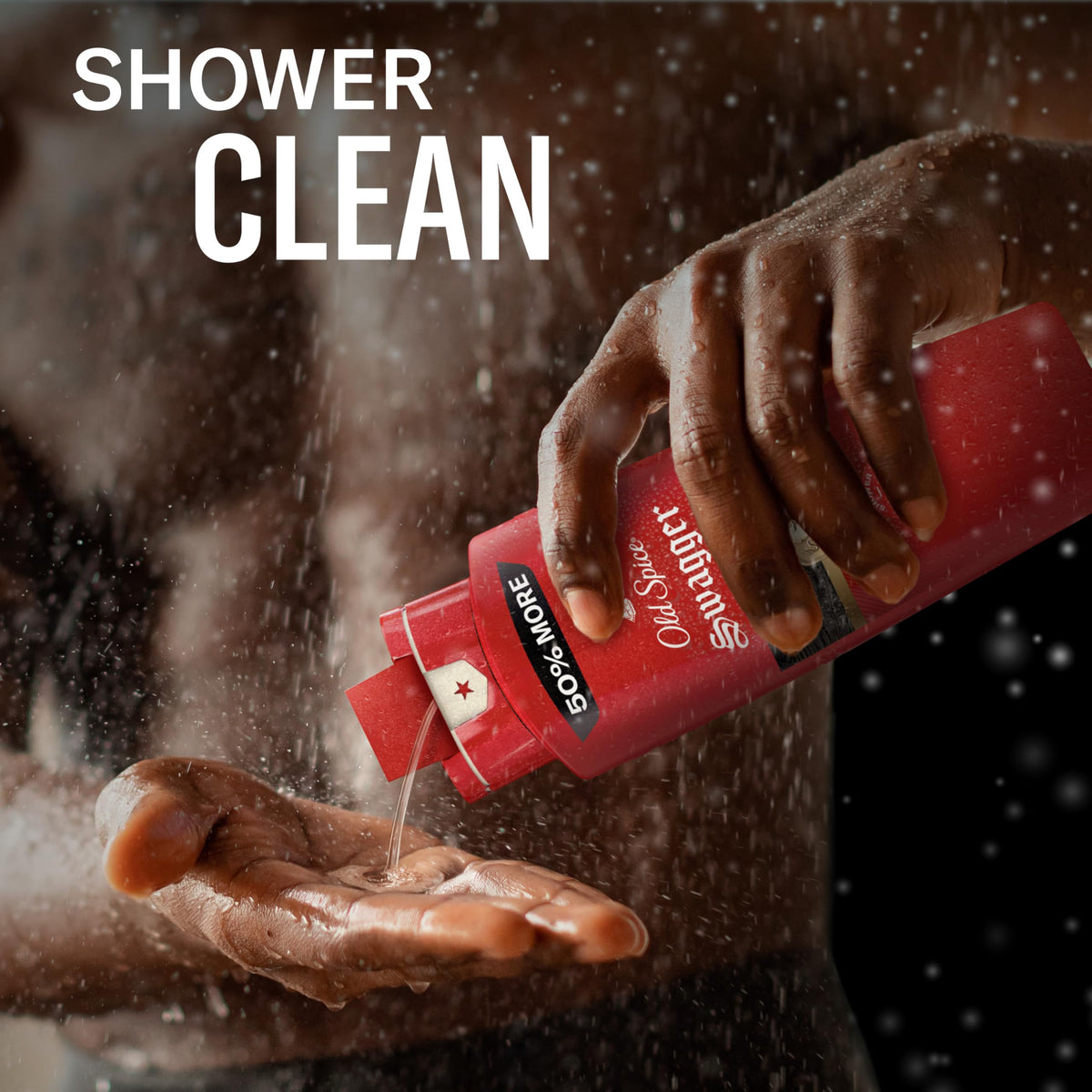 Old Spice Swagger foam texture close-up showing moisturizing cleanse benefit