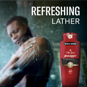 Old Spice Swagger with other Red Collection items illustrating layered scent benefit