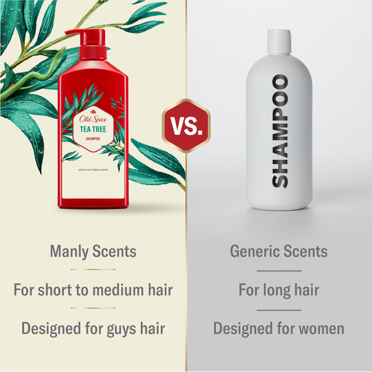 Old Spice shampoo lather in hand showing clean, invigorating benefit