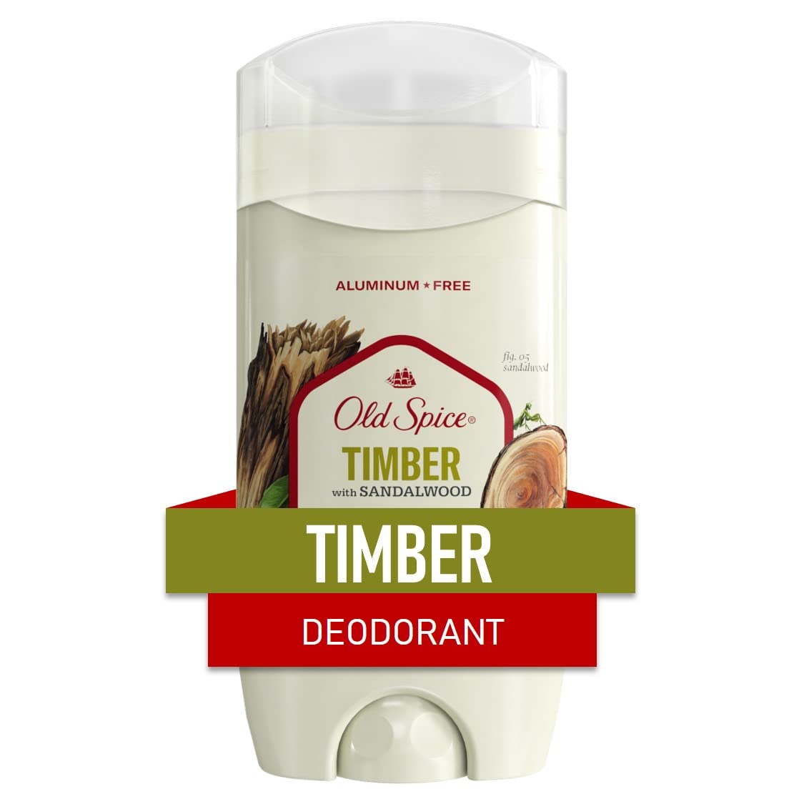 Old Spice Timber front packaging showing 3 oz stick and Fresh scent benefit