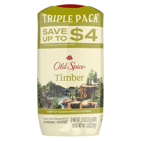 Old Spice stick in outdoor setting evoking timber sandalwood cypress scent benefit