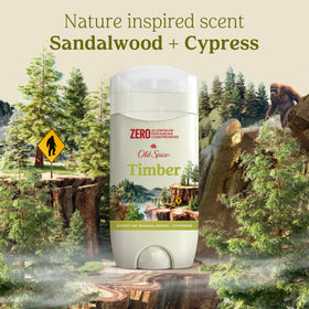Old Spice Timber next to common items showing 3oz size benefit