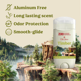 Old Spice Timber close-up of deodorant stick showing clear glide benefit