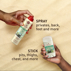 Old Spice can inside a toiletry bag showing travel-ready odor protection