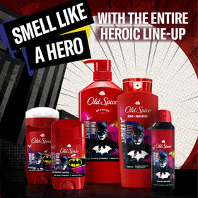 Old Spice being sprayed on underarm illustrating easy application and immediate freshness