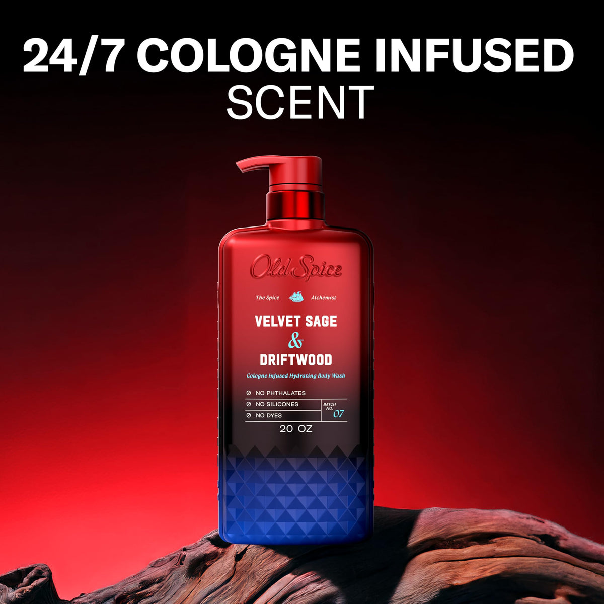 Old Spice Velvet Sage & Driftwood back label with ingredients and usage guidance