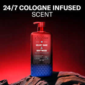 Old Spice Velvet Sage & Driftwood back label with ingredients and usage guidance