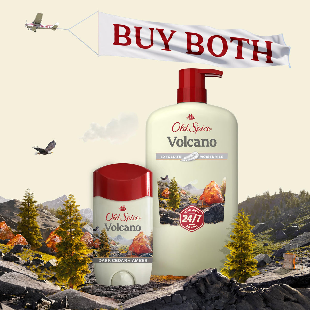 Old Spice label art close-up with cedar and amber visuals showing scent inspiration