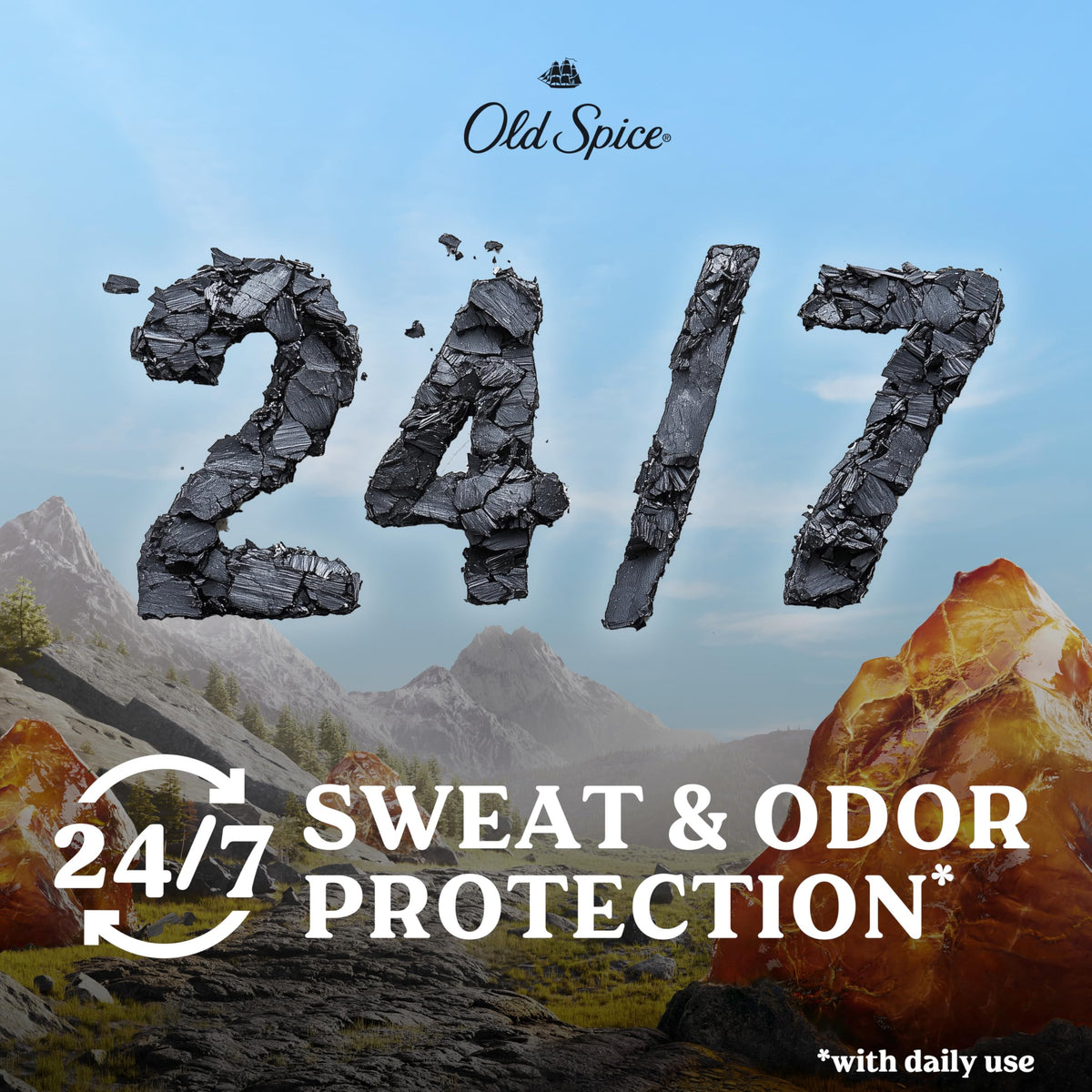 Old Spice Volcano label and ingredient panel clear for ingredient reference benefit